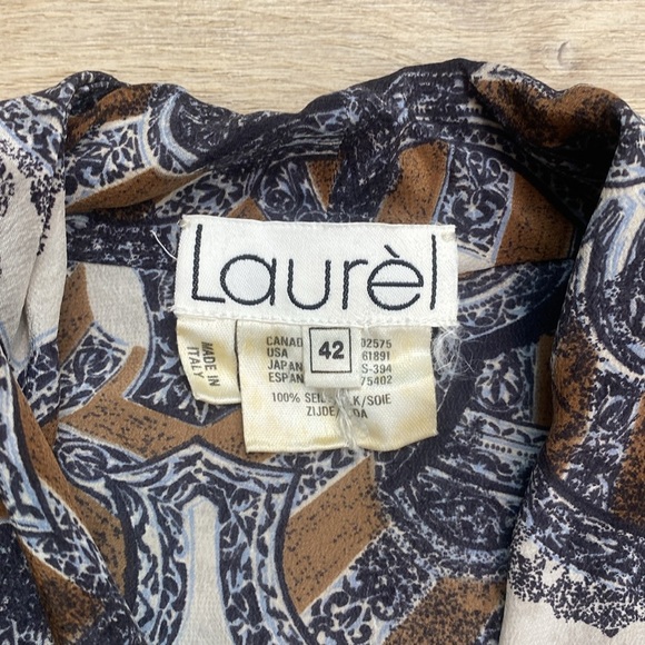 Escada Blue and Brown Patterned Blouse - Picture 9 of 12